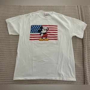 Men’s Disney Mickey Mouse Tshirt American Flag USA Patriotic Tee White Large